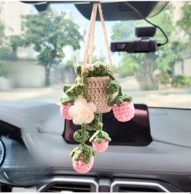 Resim Sunshine022 El Yapımı Pembe Çilek Araba Aynası Dekoru Doğum Günü Hediyesi 