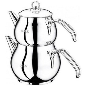 Resim Oms Çelik Çaydanlık Orta Boy 8012 Msade 