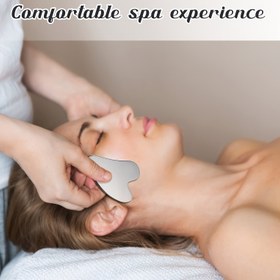 Resim 1 adet Paslanmaz Çelik Gua Sha Yüz Aracı Gua Sha Yüz Metal Gua Sha Cilt Sıkılaştırıcı Masaj Gua Sha Güzellik Aracı Vücut Göz Boyun Masajı 