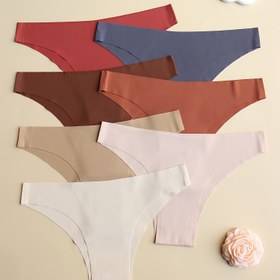 Resim 7'li Dikişsiz Kadın Külot Takımı, Düşük Bel, Esnek, Düz Renk, İz Bırakmayan, Rahat, Nefes Alabilen, Yumuşak, Sade Stil İç Çamaşırı Seti 