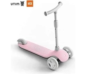 Resim Pembe Işıklı 3 Tekerlekli Çocuk Scooter, Güvenli ve Eğlenceli 