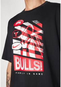 Resim Nike Chicago Bulls Courtside Tee Erkek Tişört Siyah 