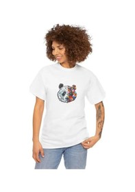 Resim Yake Store Unisex Bisiklet Yaka Baskılı T-shirt - Beyaz - Beyaz 