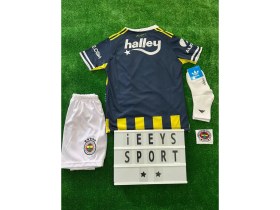 Resim 4'lü Set Fe.ner.bah'çe\\ 2025/2026 Yeni Sezon Arkası Boş Iç Saha Sarı Lacivert Çocuk Forma Şort Bileklik Çorap 