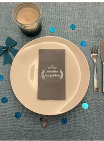 Resim Gümüş Yaldızlı Kraft Sünnetime Hoşgeldiniz Baskılı Garson Katlama Peçete 16 Adet 