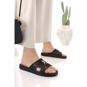Resim Moda Fırsat Kadın Terlik Siyah Kaydırmaz Su Geçirmez Şık Ev Dışarı Plaj Yazlık Günlük Terlik 