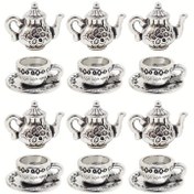 Resim 12 Adet Mini Çay Fincanı Seti Vintage Bebek Evi Demlik Küçük Çay Fincanı Küçük Bebek Evi Kahve Dükkanı Mutfak Aksesuarları Fotoğrafçılık Aksesuarları DIY Kolye Küpe Bilezik Anahtarlık Yapımı Mini Kahve Fincanı 