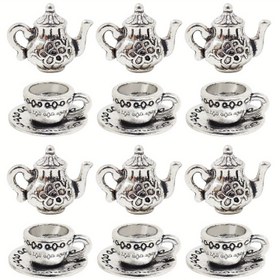 Resim 12 Adet Mini Çay Fincanı Seti Vintage Bebek Evi Demlik Küçük Çay Fincanı Küçük Bebek Evi Kahve Dükkanı Mutfak Aksesuarları Fotoğrafçılık Aksesuarları DIY Kolye Küpe Bilezik Anahtarlık Yapımı Mini Kahve Fincanı 