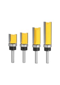 Resim 1 4 Saplı Şablon Trim Menteşe Yönlendirici Bit Düz Uçlu Değirmen Giyotin Temizleme Gömme Trim Zıvana Ahşap Freze Kesicisi Seti 1 