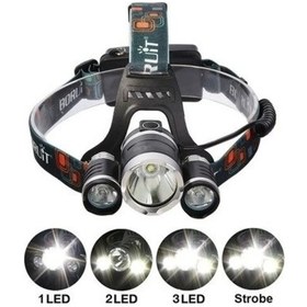 Resim T6 Kafa Feneri 5000 Lumens 3xcree Xm-t6+2r5 Lamba Led Kamp Lambası Çok Renkli 