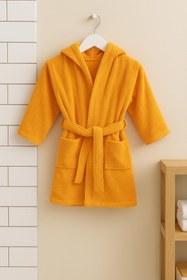 Resim CottonVerse Genç & Çocuk Kapşonlu Bornoz – %100 Pamuk, Unisex Oranj - Oranj / 11-12 Yaş 