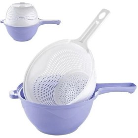 Resim Hereveoyuncak Beyaz 2 Adet 8 Bölmeli Tencere Kapak Rafı Simple Tabaklık + Çok Amaçlı Katlı Süzgeç - 2li Set D4Y9Q4 