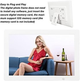 Resim 15 inç Dijital Fotoğraf Çerçevesi, Ayarlanabilir Parlaklık Dijital Fotoğraf Çerçevesi Çok Fonksiyonlu İnsan Vücudu İndüksiyon Resim Oturma Odası Için Görüntüleme (AB fişi) 