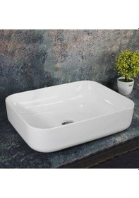 Resim Lena - Tezgah Üstü Porselen Lavabo - E-4619 Beyaz 