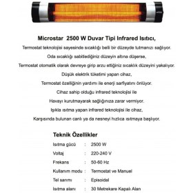 Resim Microstar 2500W Duvar Tipi Infrared Isıtıcı Soba Duvar Ufo 