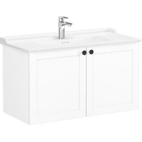 Resim Root Classic 100 Cm Beyaz Kapaklı Banyo Dolabı Alt Modül Lavabo 