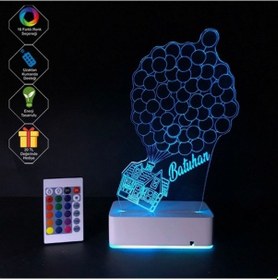 Resim Kişiye Özel Uçan Ev Ve Balonlar Masaüstü 3D Led Lamba 