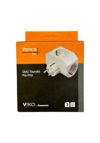 Resim Viko Üçlü Topraklı Fiş Priz Yonca Plus Beyaz 