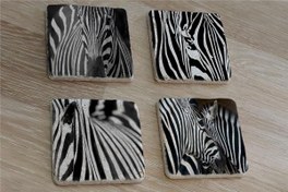 Resim Zebra Doğal Taş Bardak Altlığı 4'lü set - Natural Stone Coasters 
