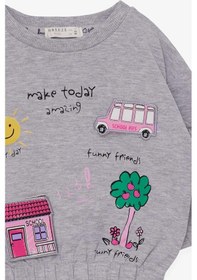 Resim Breeze Kız Çocuk Sweatshirt Okul Temalı 1-4 Yaş, Gri Melanj-gri Melanj Gri Melanj 