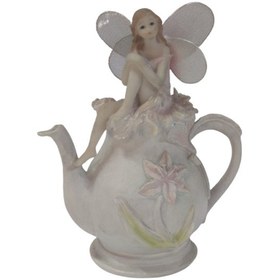 Resim Çaydanlık Üstünde Oturan Melek Beyaz 7 Polyester 14 Cm 