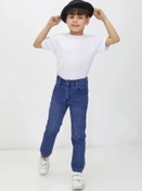 Resim Erkek Çocuk Düz Kot Pantolon - Ayarlanabilir Bel, Dar Paça, Denim - Mavi / 6 yaş 