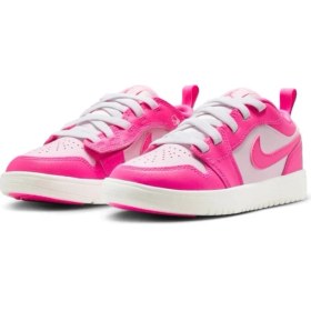 Resim Nike Jordan 1 Low Alt Leather Sneakers Hakiki Deri Bantlı Cırtlı Kız Çocuk Spor Ayakkabı Pembe 