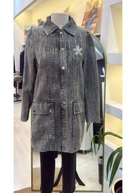 Resim Nuss 6016 Tam Boy Düğmeli Kemer Detayli Kap Siyah Siyah 