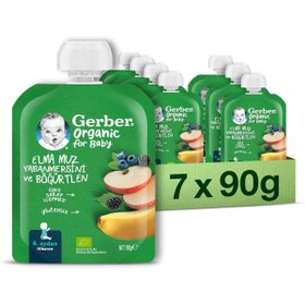 Resim Hype Store Gerber Organik Muz Yabanmersini Böğürtlen ve Elma Püresi 90 g x 7 