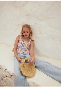 Resim MANGO Kids Bağ Detaylı Desenli Bluz 