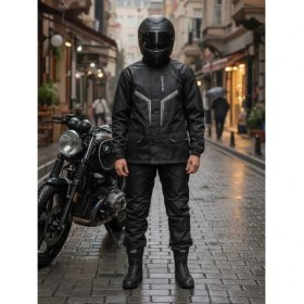 Resim Motoanl Motosiklet ve Bisiklet Lüx Yağmurluk Takım Waterproof Oxford Kumaş Astarlı Yağmurluk Takımı 