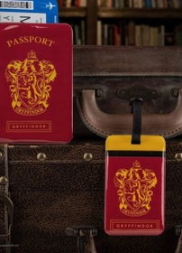 Resim Harry Potter Gryffindor Pasaport Kılıfı ve Valiz Etiketi Seti - Kırmızı 