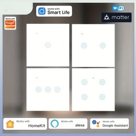 Resim FARYLINK Tuya Matter Akıllı Anahtar EU Işık Duvar Dokunmatik Anahtar 110-240V | Gömme Montaj, Wi-Fi & Kızılötesi İletişim, Hayır, Ses Kontrolü, Ekran Özelliği, HomeKit, Alexa, Google Home ile Uyumlu, 1/2/3/4 Gang 