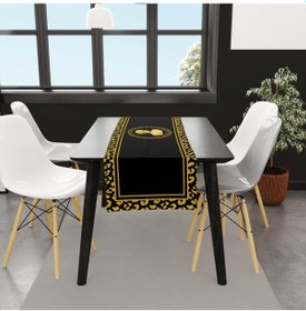 Resim Siyah Büst Detaylı Runner 140x45cm İnce Keten, Uluslararası Yıkama Ve Solmama Sertifikası Çok Renkli 