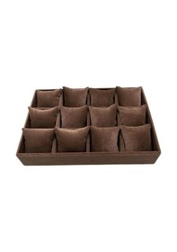 Resim Yerli Üretim Tokyo Model Süet Kumaş Kahve Renk 34/24 Cm Çekmece Içi Yastıklı Saat Ve Takı Kutusu Çok Renkli 