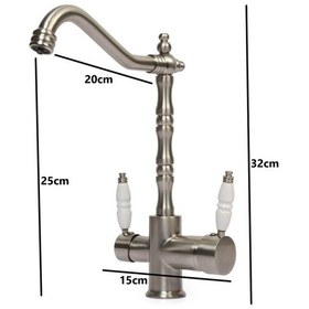 Resim Faumix Inox Renkli 3 Yollu Arıtma-Sıcak-Soğuk Su Mutfak Bataryası 