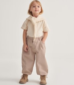 Resim Unisex Çocuk Gabardin Paça Detaylı Pantolon Bej - 3-4 Yaş 