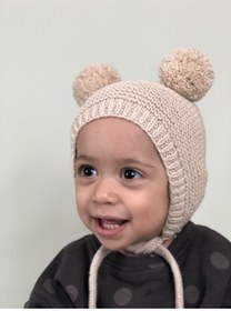 Resim DERY BABY Unısex Ponponlu Bebek Örgü Bone Bere-krem 