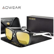 Resim Aowear Hd Polarize Gece Görüş Gözlüğü Kadınlar İçin Kare Sarı Gece Sürüş Aowear Silver Night Vision Altın 