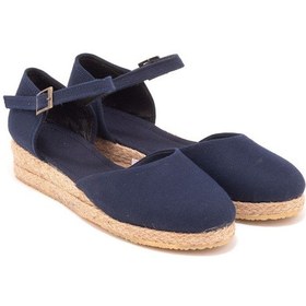 Resim Star Tombis Gerçek Elişi Hasır 3cm Topuklu Bantlı Günlük Kadın Espadril Handmade Lacivert 