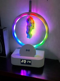 Resim E-TECHNOMALL Kendi Başına Havada Duran Astronot Gece Lambası Şarj Istasyonu Ve Çalar Saat Speaker 