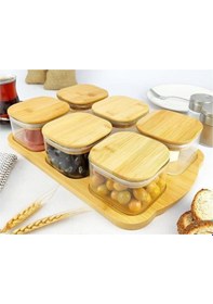 Resim Mien Bambu Tepsili 6 Lı Kahvaltılık Ahşap 