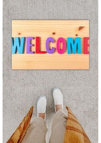 Resim Dijital Baskı Dekoratif Welcome Ahşap Kapı Önü Paspası K-1247 