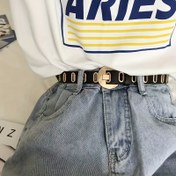 Resim 1pc Preppy Stil Kadın Sahte Deri Kemer, Deliksiz Tasarım, Jean, Casual ve Parti Etkinlikleri için Çok Yönlü, Hafif Gövde, Non-Textile Dokuma, Ortalama Boy 