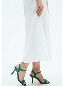 Resim Tamer Tanca Kadın Vegan Yeşil Saten Topuklu Sandalet 792 0782 Bn Sndlt Y23 C.yesıl Mat Stn Yeşil 