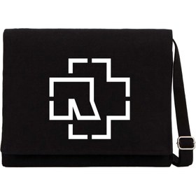 Resim Rammstein Logo Siyah Kanvas Postacı Çantası - Siyah 