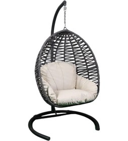 Resim Monalin Home Garden Sofya Makrome El Örgüsü Balkon & Teras & Bahçe Salıncağı Antrasit - Gri 