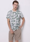 Resim Regular Fit Yuvarlak Yaka Pamuklu Baskılı Erkek Yeşil Kısa Kollu Tişört Colin's