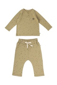Resim Little Gusto Bebek Pijama Takımı Cosmos Haki Organik Pamuk 