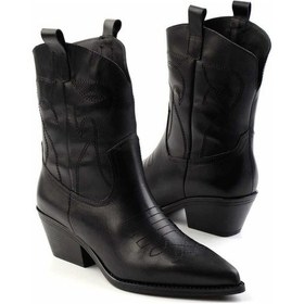 Resim Siyah Hakiki Deri Kadın Bot & Bootie K02415017503 Siyah 